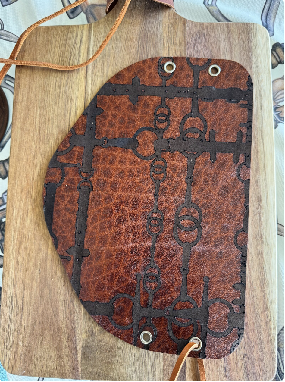 Leather Equestrian Party Wine Cousy Rein and Bit Laser Engraved Artwork