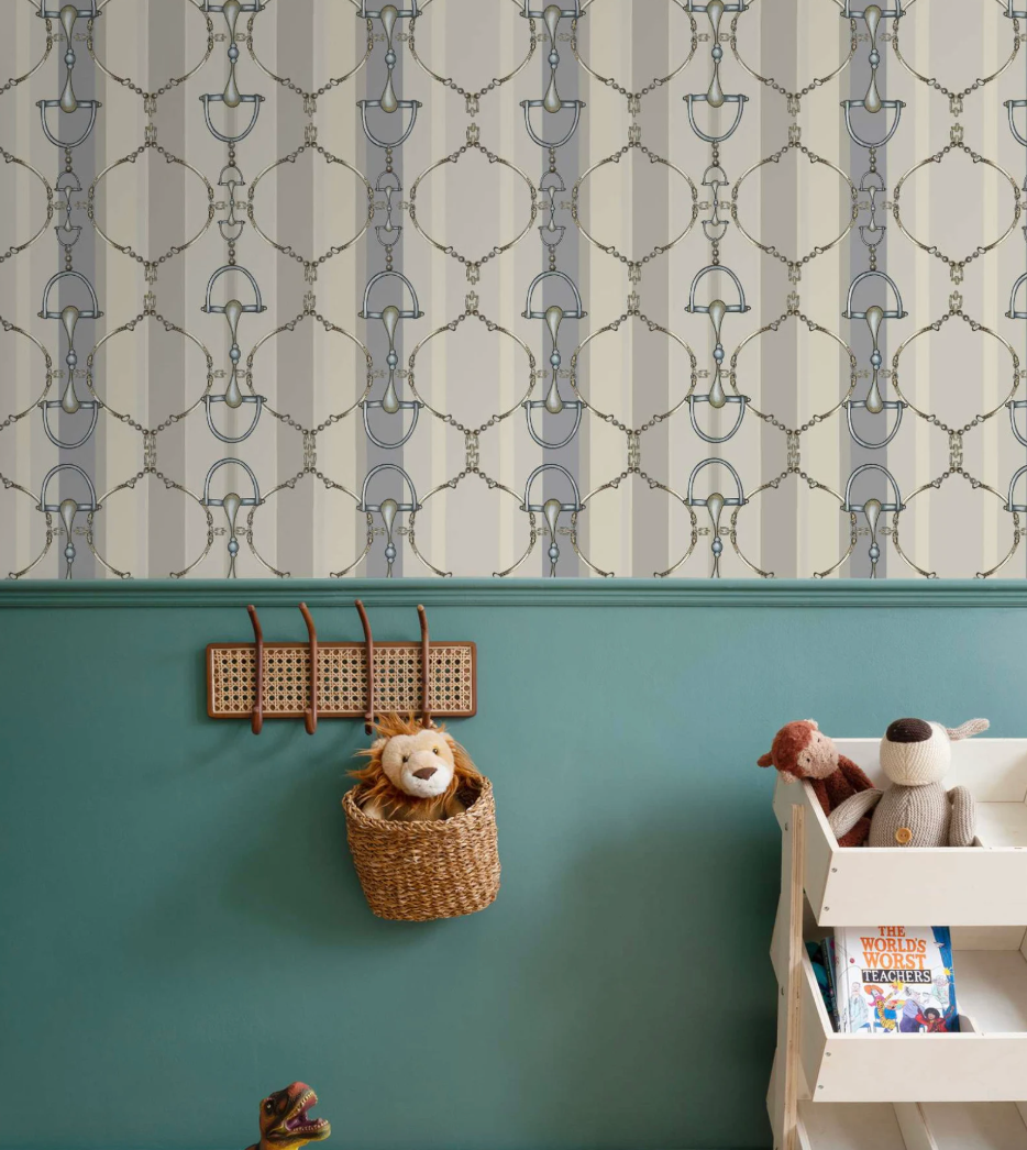 Linear Snaffle Bit Wallpaper Luxury Equestrian Home Decor Farmhouse Wall Accent Wallpaper Neutral Decor
