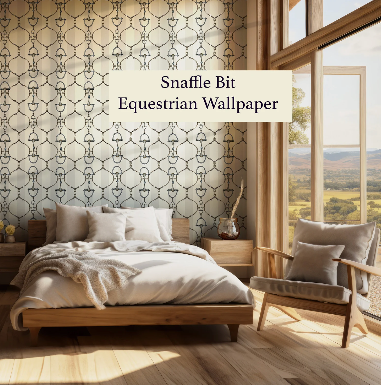 Ivory Snaffle Bit Wallpaper Luxury Equestrian Home Decor Farmhouse Wall Accent Wallpaper Neutral Decor