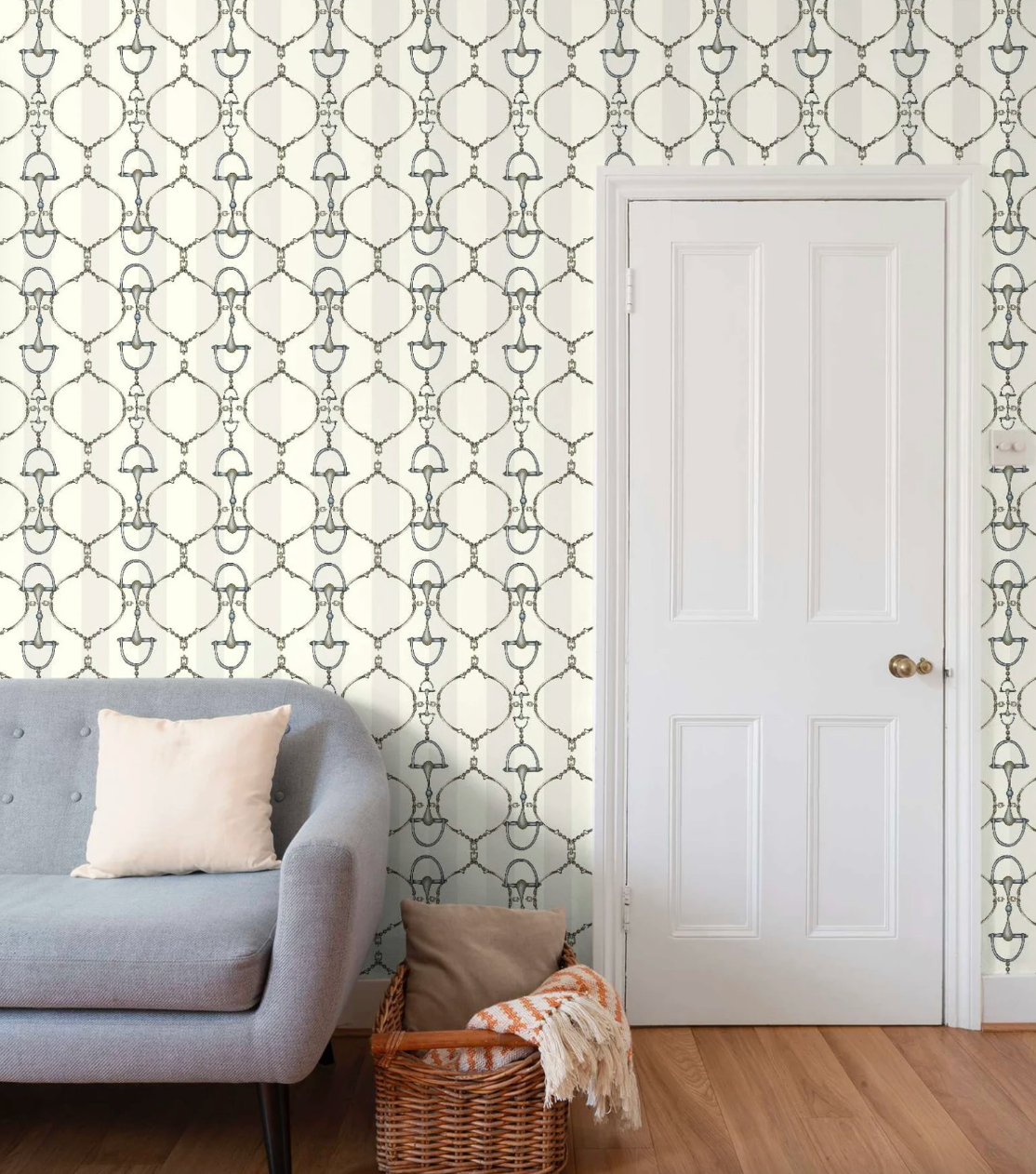 Ivory Snaffle Bit Wallpaper Luxury Equestrian Home Decor Farmhouse Wall Accent Wallpaper Neutral Decor