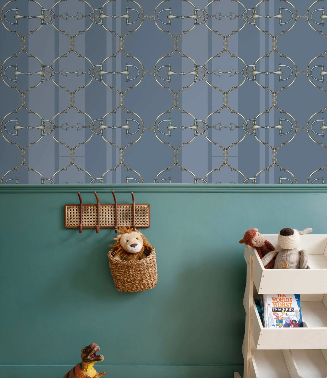 Blue Snaffle Bit Wallpaper Luxury Equestrian Home Decor Farmhouse Wall Accent Wallpaper Neutral Decor
