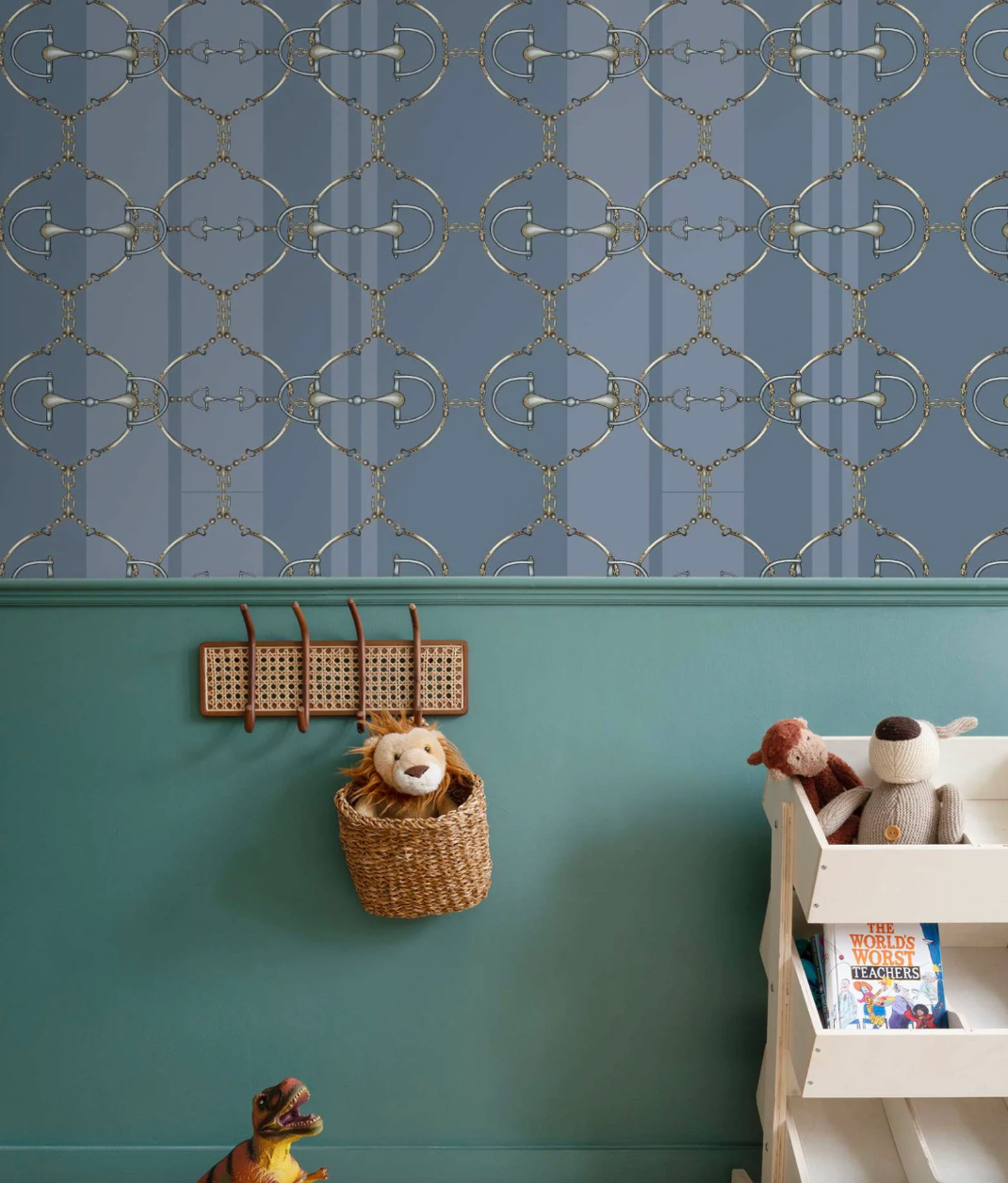 Blue Snaffle Bit Wallpaper Luxury Equestrian Home Decor Farmhouse Wall Accent Wallpaper Neutral Decor