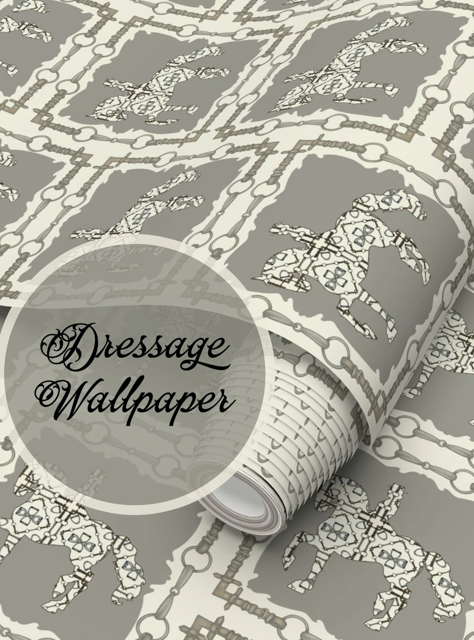 Dressage Horse Wallpaper Elegant Equestrian Home Decor Cream and Gray Wall Art Equestrian Art