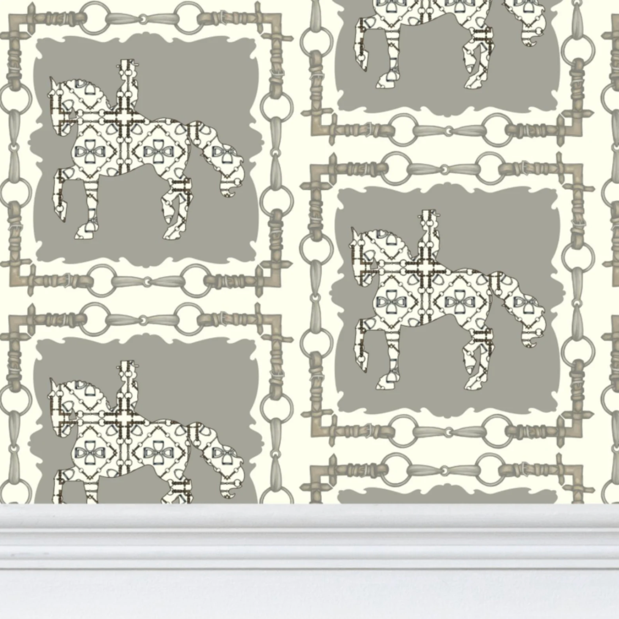 Dressage Horse Wallpaper Elegant Equestrian Home Decor Cream and Gray Wall Art Equestrian Art