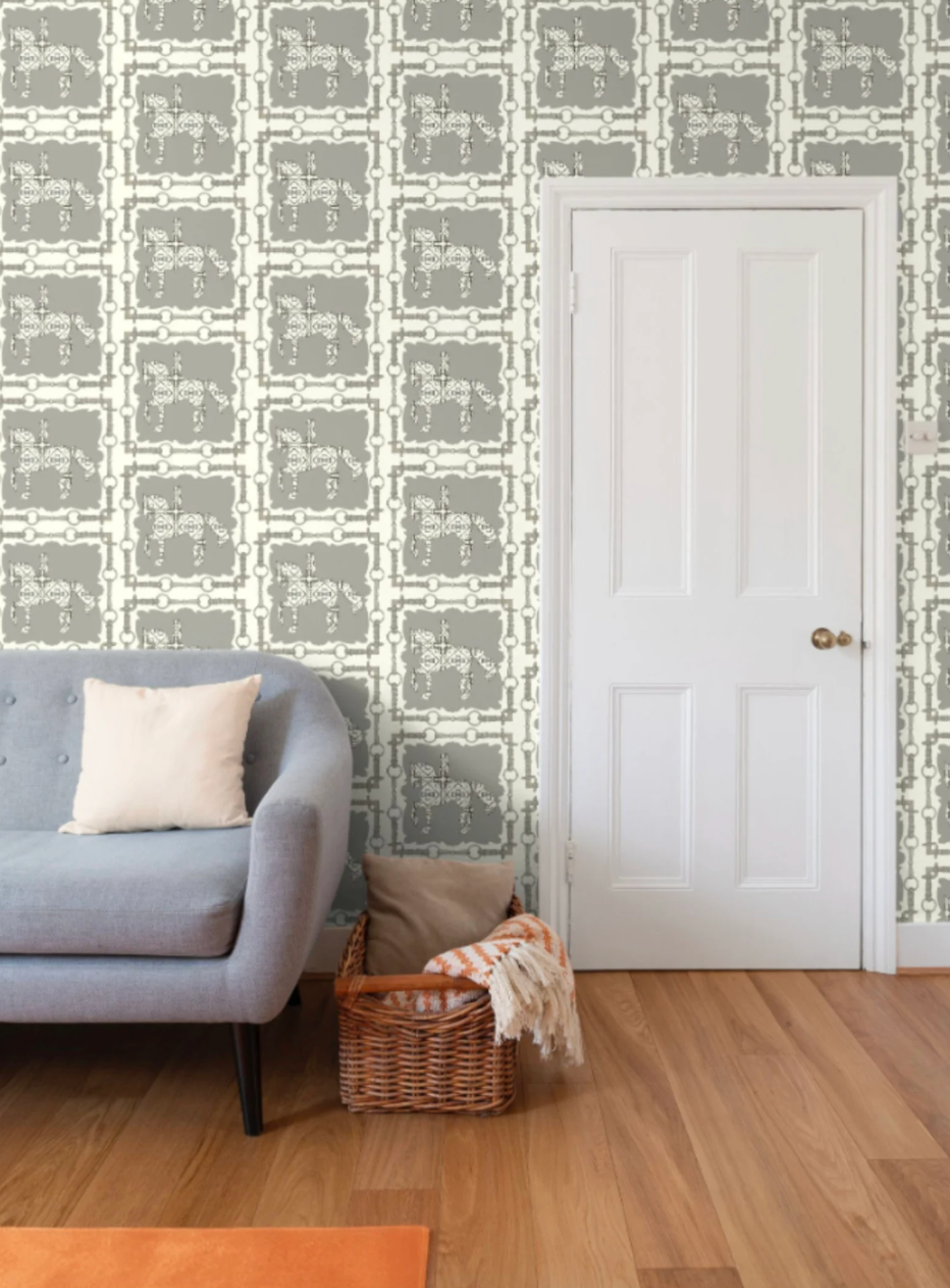 Dressage Horse Wallpaper Elegant Equestrian Home Decor Cream and Gray Wall Art Equestrian Art