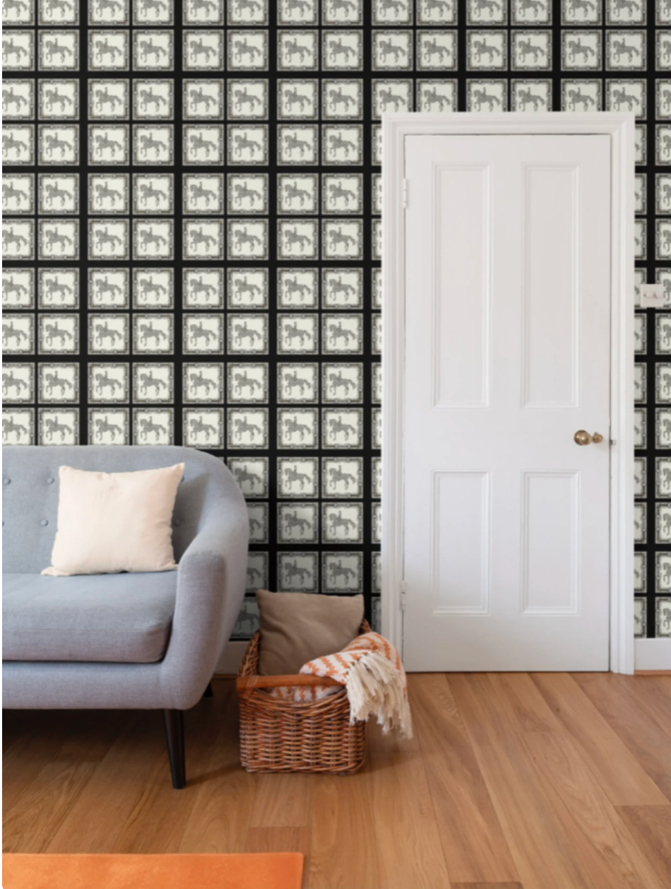 Dressage Horse Wallpaper Elegant Equestrian Home Decor Cream and Gray Wall Art