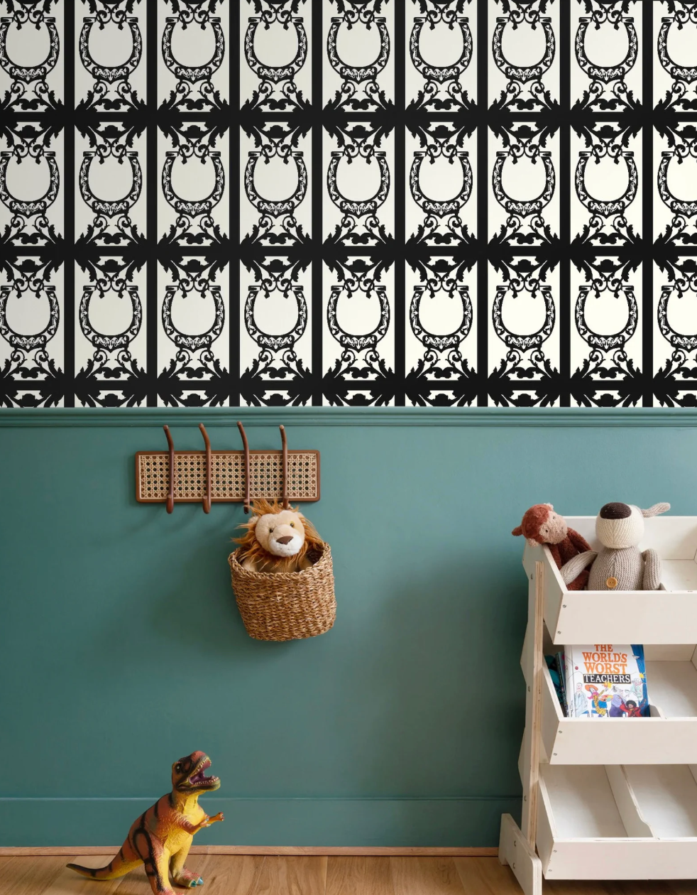 Elegant Equestrian Wallpaper Ivory and Black Equestrian Home Decor