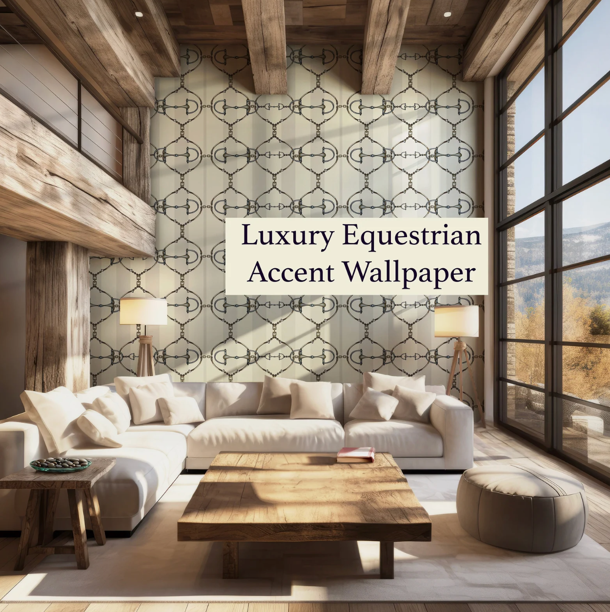 Luxury Snaffle Bit Wallpaper Equestrian Home Decor Farmhouse Wall Accent Wallpaper Neutral Decor