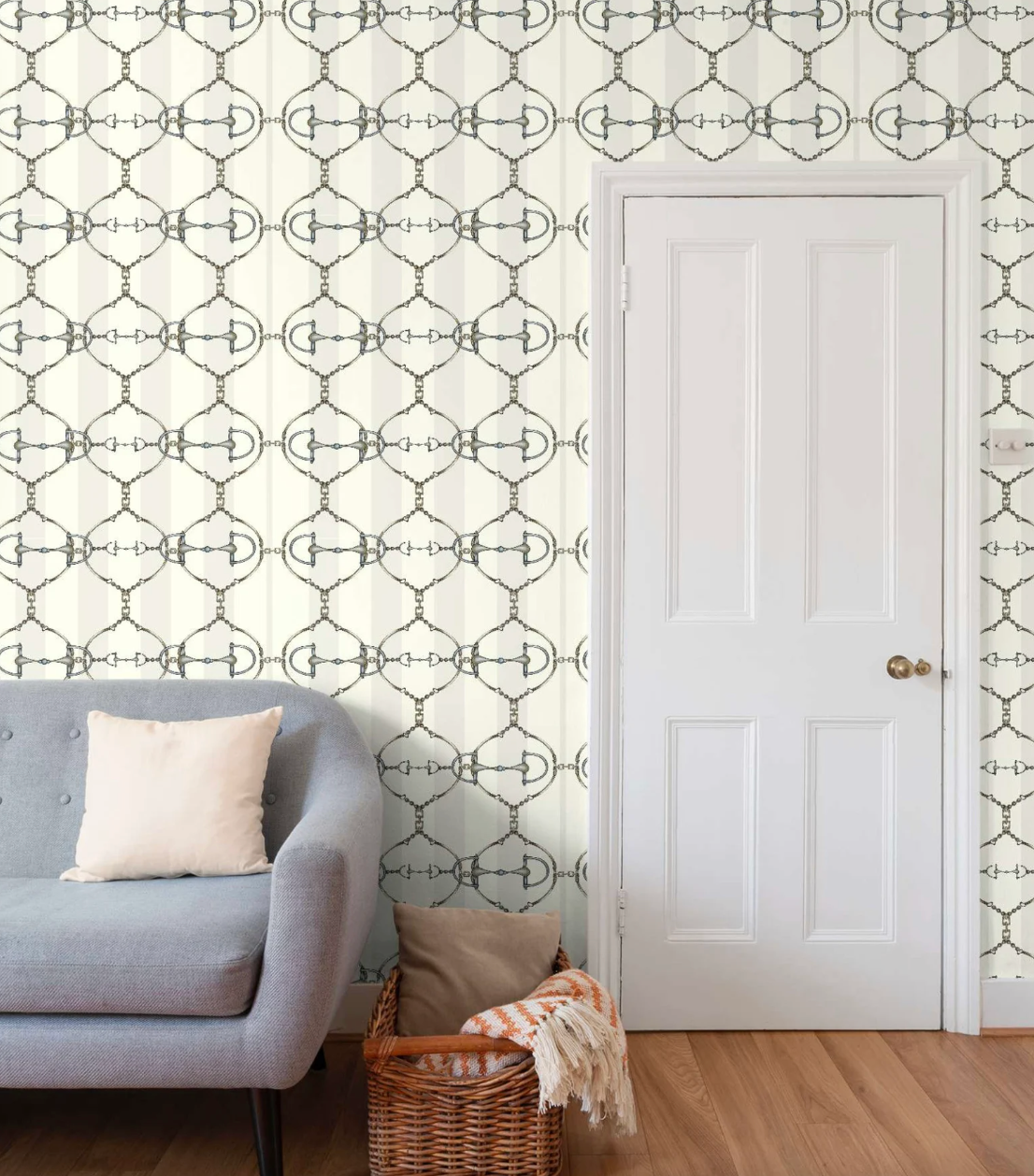 Luxury Snaffle Bit Wallpaper Equestrian Home Decor Farmhouse Wall Accent Wallpaper Neutral Decor