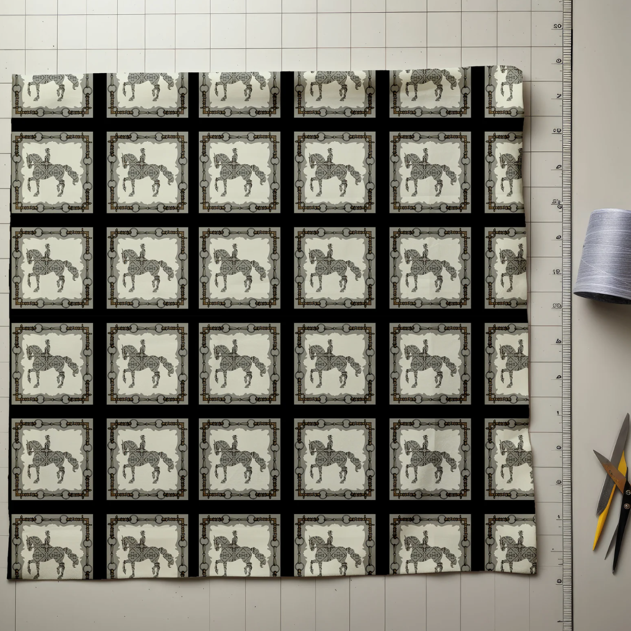 Dressage Horse Equestrian Fabric Luxury Equine Art for Custom Home Decor and Sewing Projects 42x36 inches Pure Cotton