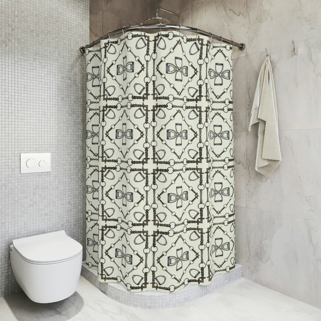 Snaffle bit stirrup Polyester Shower Curtain (Set of 5)