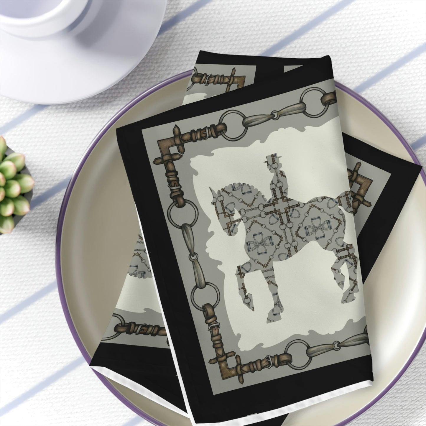 Black and Gray Dressage Piaffe Napkins (Set of 4)