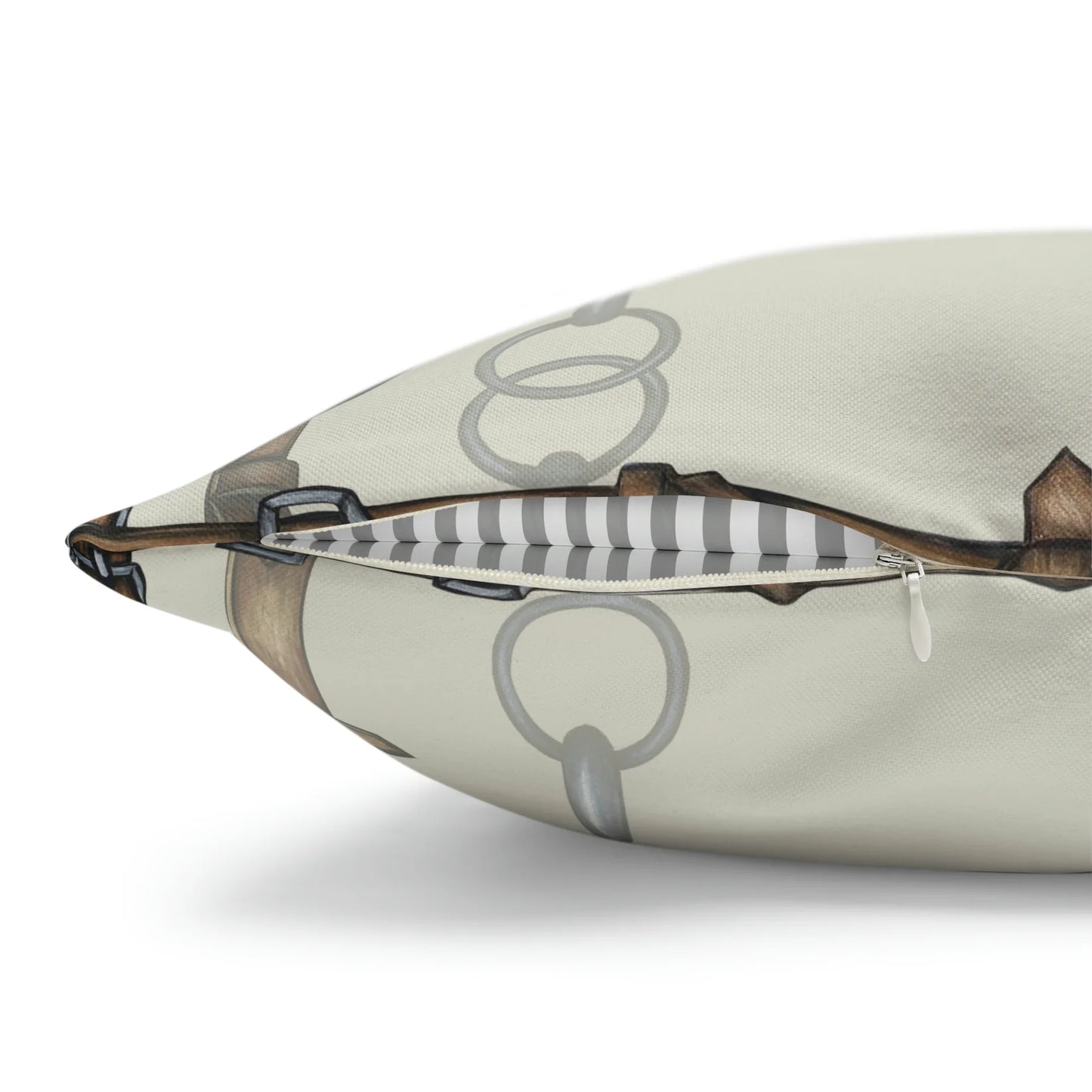 Ivory Double Sided Equestrian Chaos Bit Pillow Case