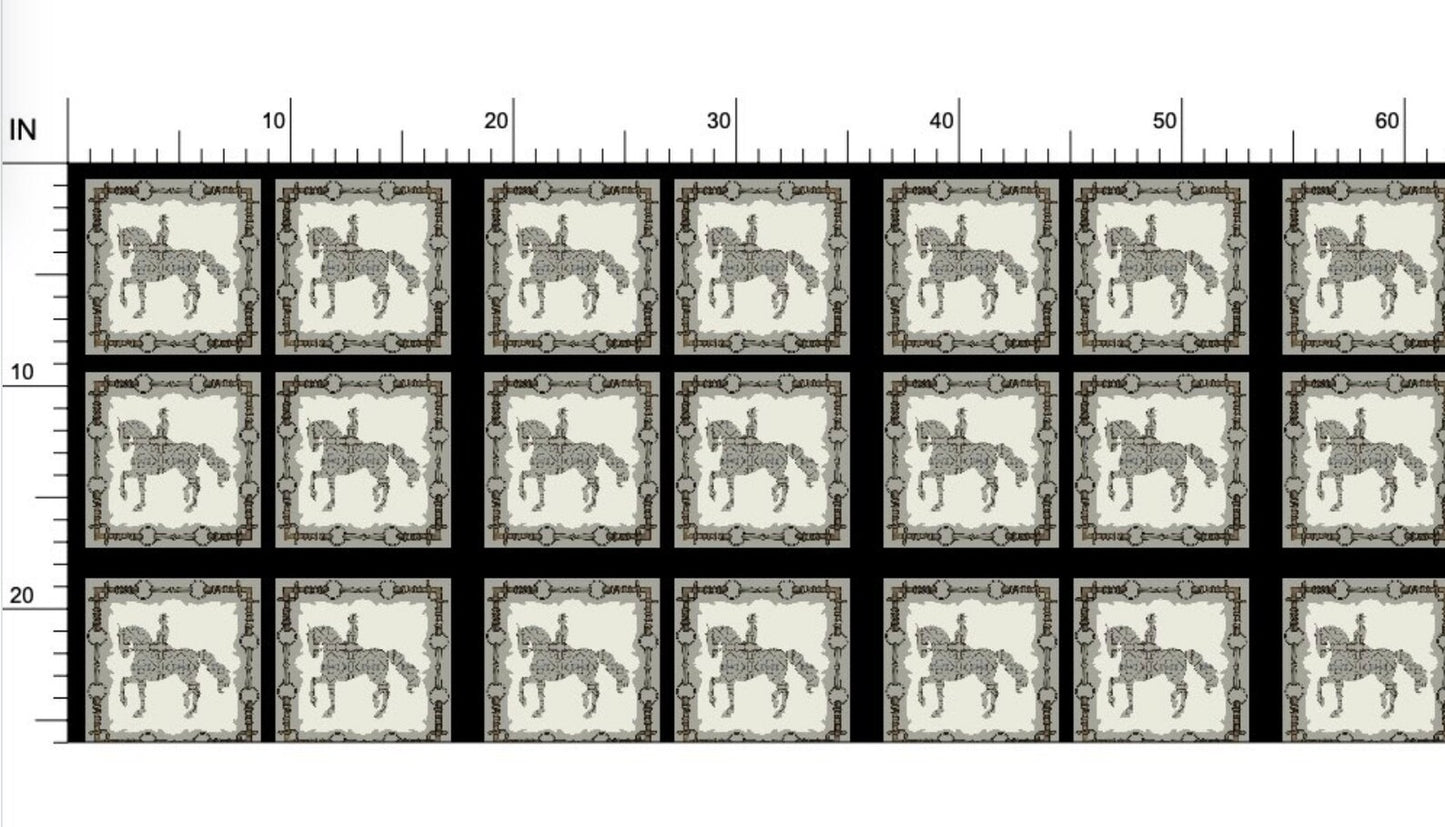 Dressage Horse Equestrian Fabric Luxury Equine Art for Custom Home Decor and Sewing Projects 42x36 inches Pure Cotton