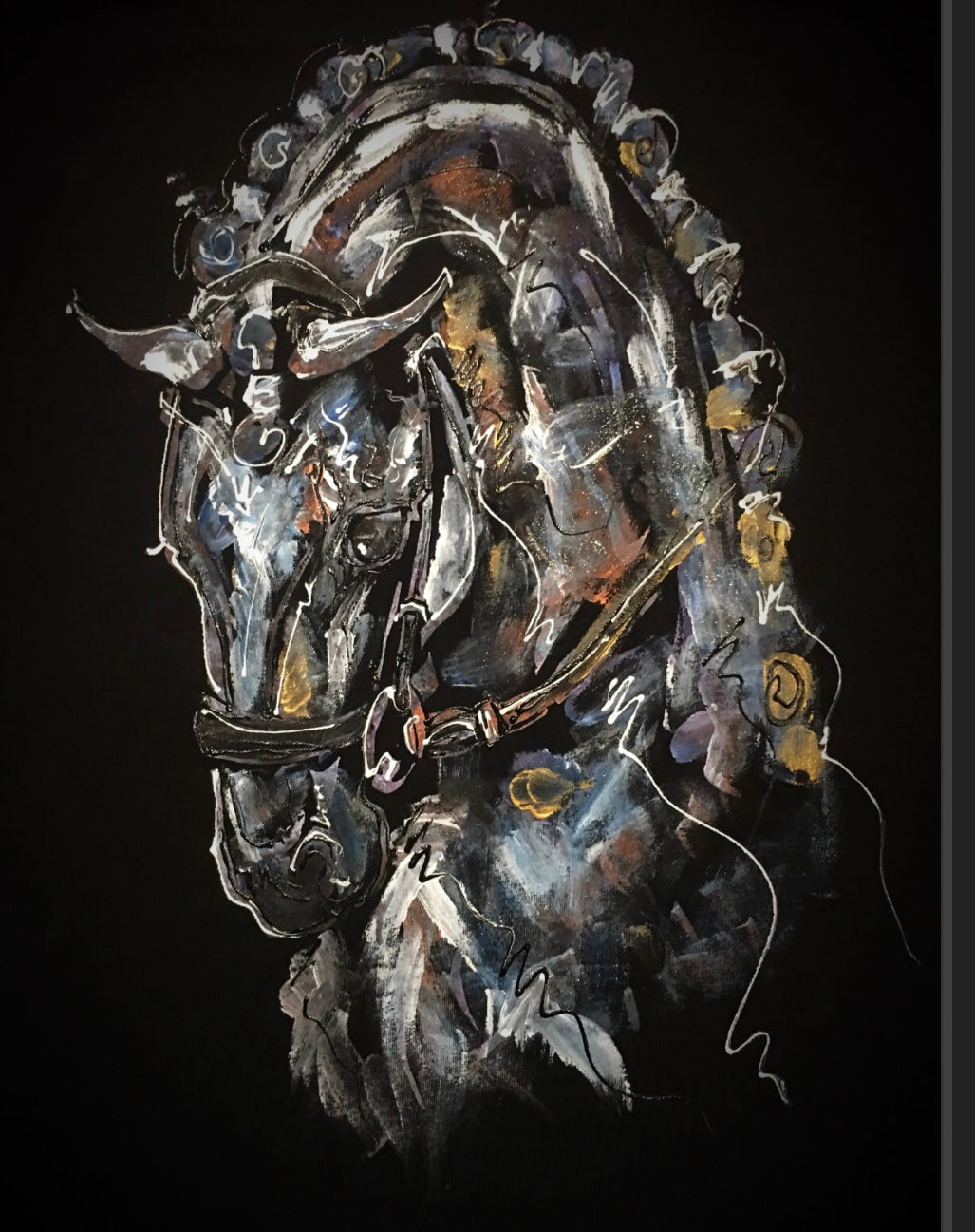 Hand Painted Baroque Dressage Horse Head Shirt.