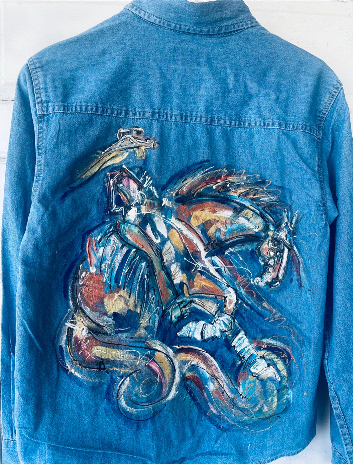 Hand Painted reining horse sliding stop Shirt.