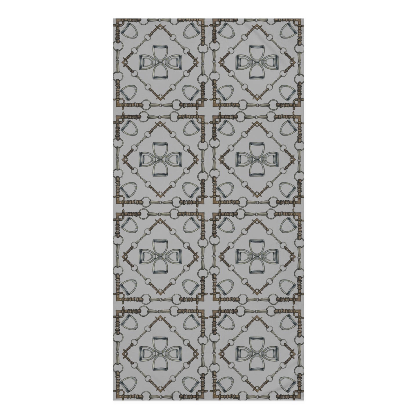 Geometric Snaffle Bit and Stirrup Motif Luxury Bath Towel