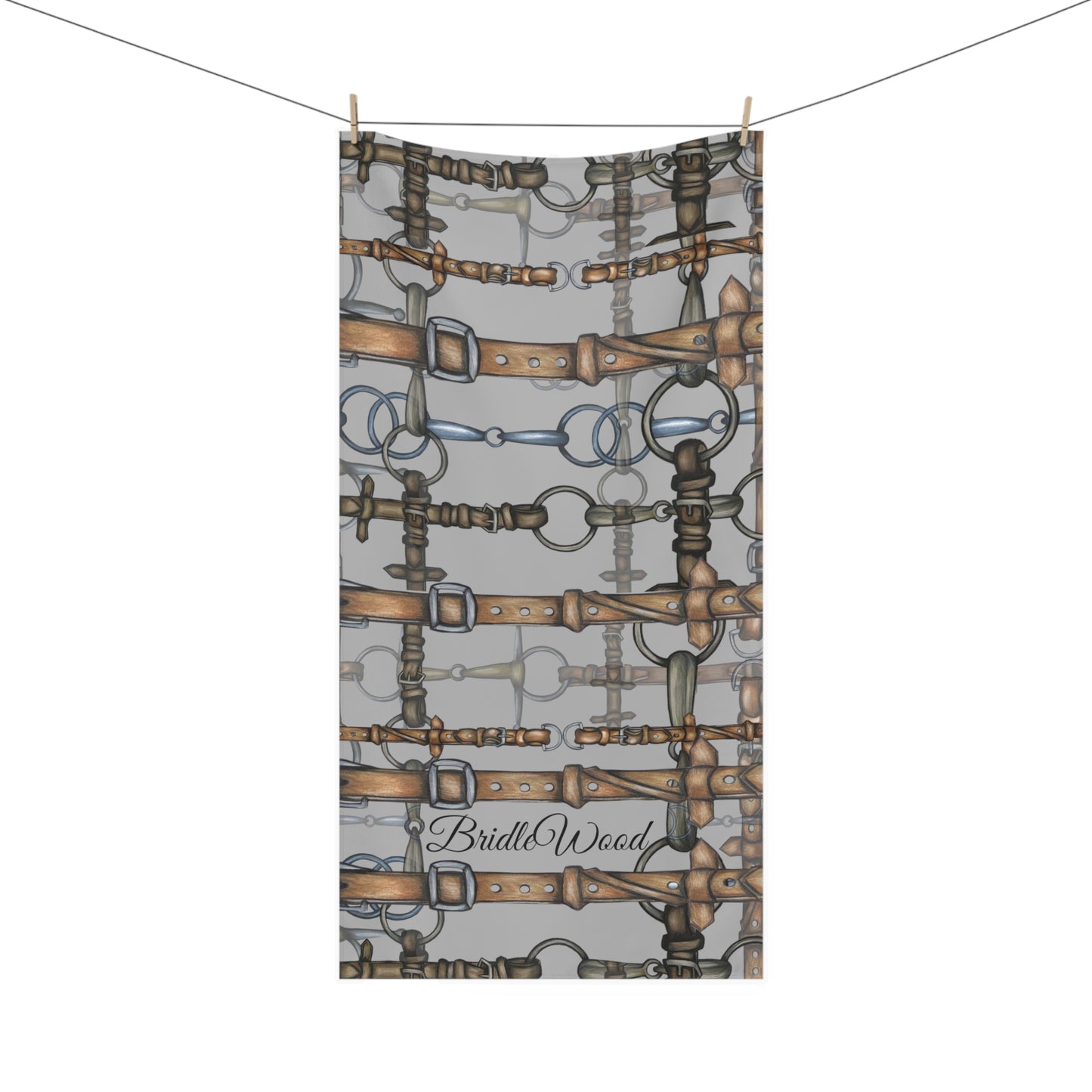 Custom Text Logo Snaffle Bit Premium Towel Design Equestrian Custom Bathroom. Custom Colors Available