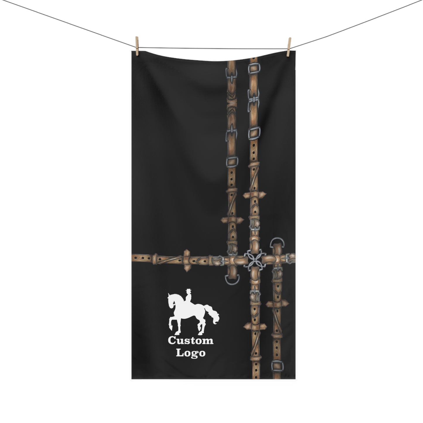Black Customizable Horse Show Towel