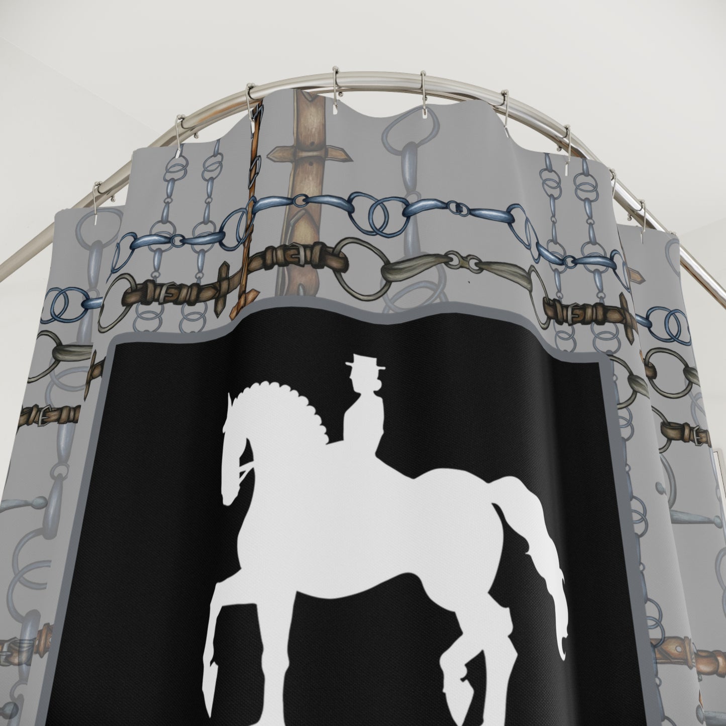 Custom Logo Equestrian Bit Shower Curtain/Horse Show Stall Curtain
