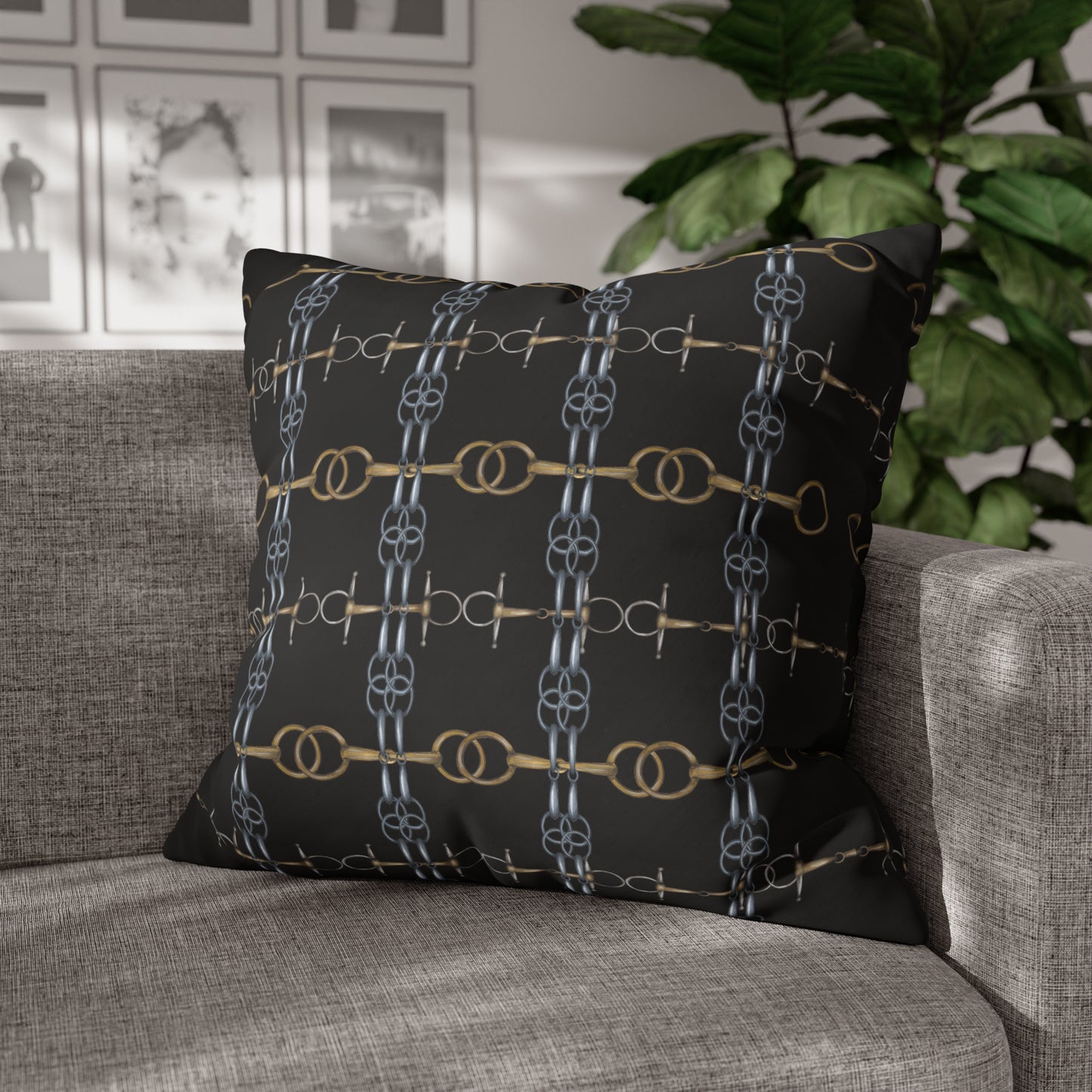 Black Bit Motif Double Sided Pillow Case