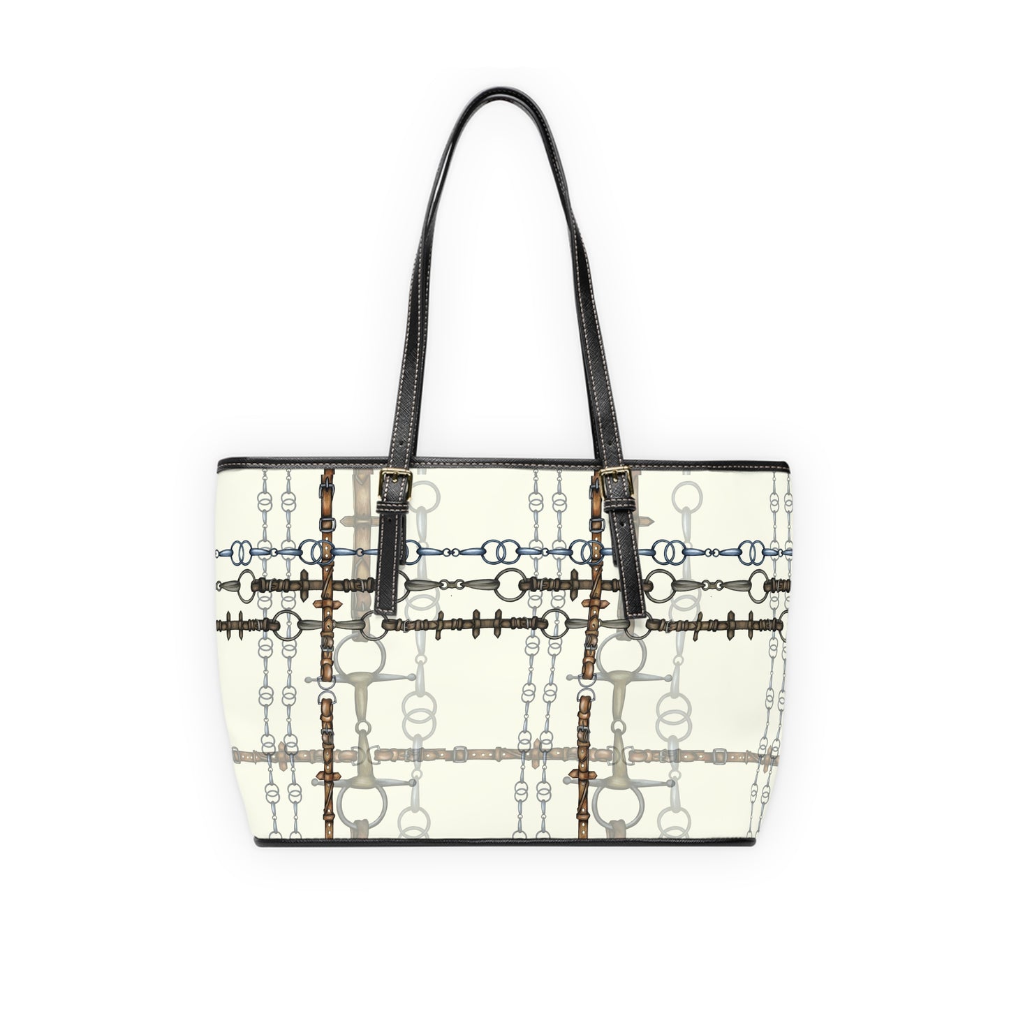 Ivory Layered Bit Pattern PU Leather Shoulder Bag