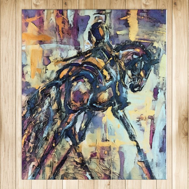 Medium O, Equestrian Artistic Area Rugs, 4ft x 5ft, Original Artwork