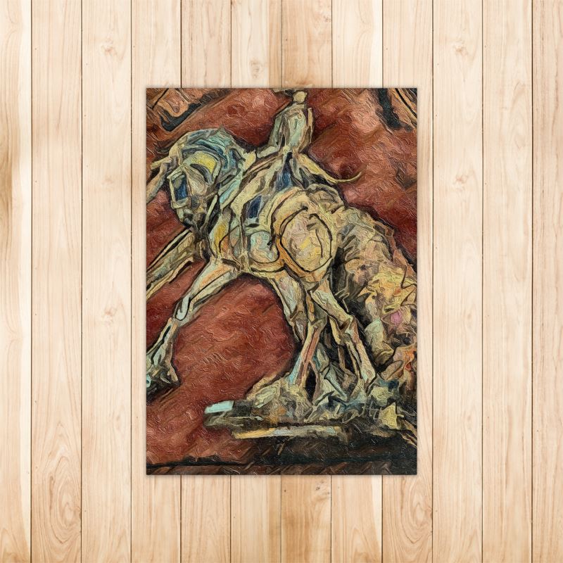 Small Equestrian Artistic Area Rugs, 3ft x 2ft, Original Artwork