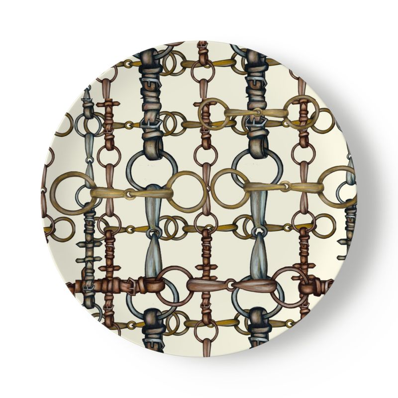 Equestrian Snaffle Bit and Reins Set of China Plates