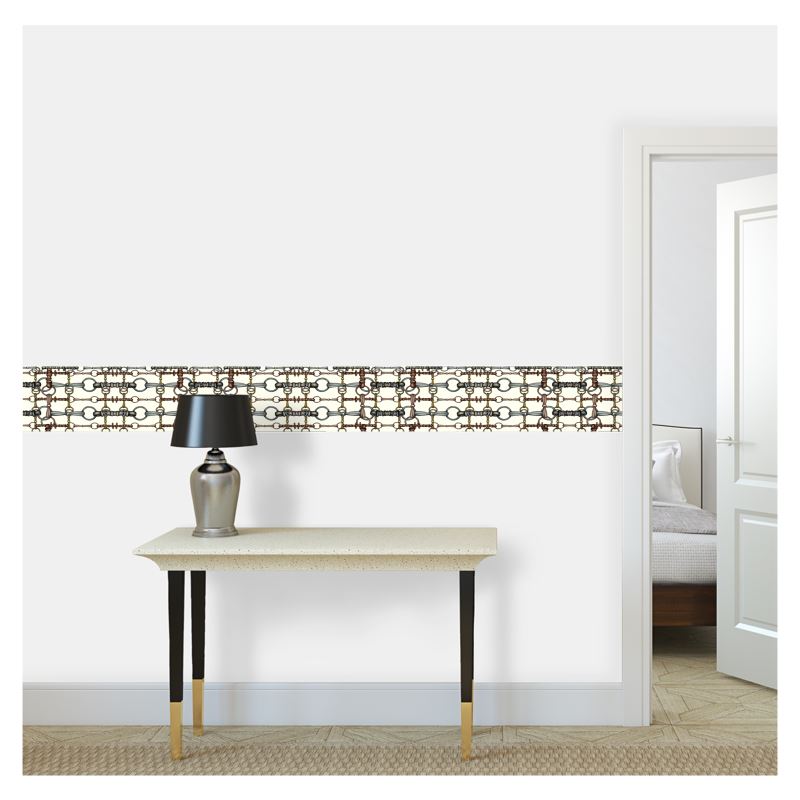 Equestrian Bit Motif wallpaper border, equine home decor