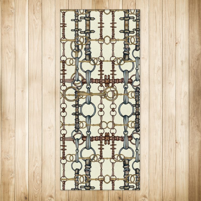 Ivory Chaos Bit Design Equestrian Rug. 4ft x 9.5f