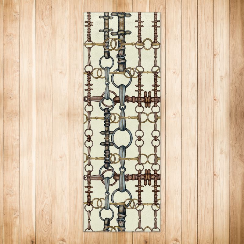 Ivory Bit Motif Runner Rug, 6ft x 2ft