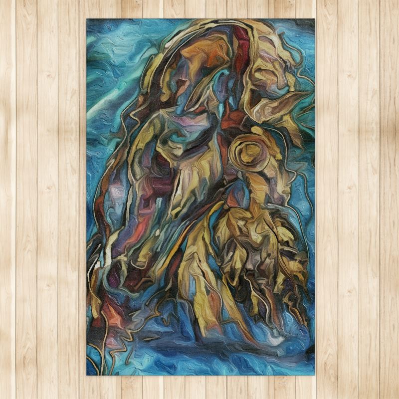 Large, Original Equestrian Artwork Area Rug 4ft x6.5ft