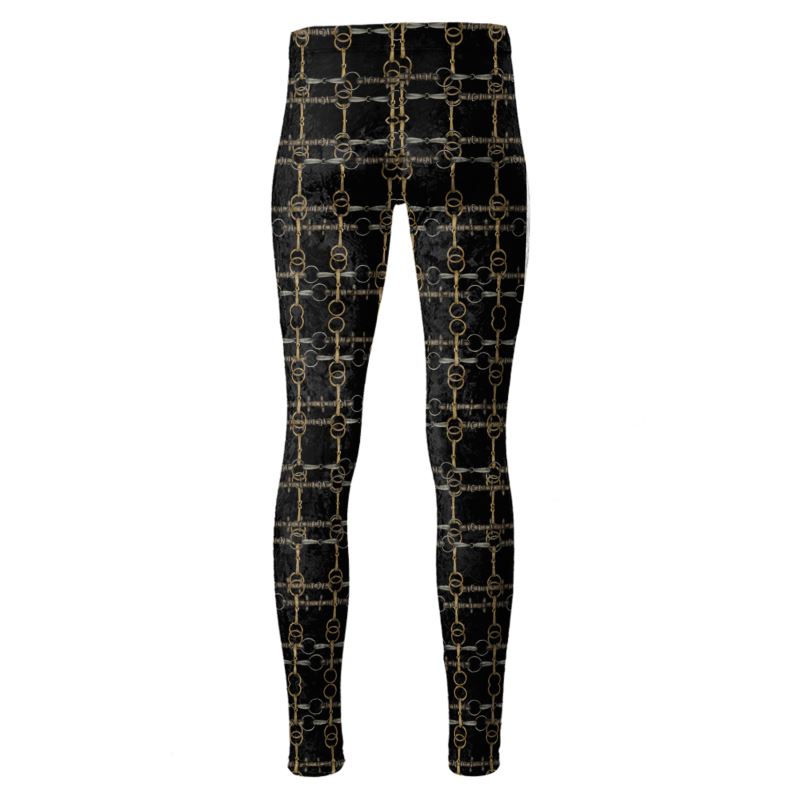 Equestrian Bit Motif High Waisted Leggings, Rider Leggings