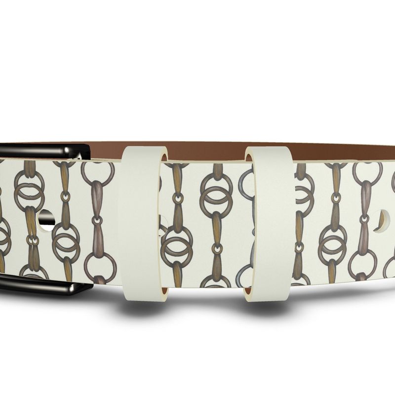 Equestrian Bit Motif Leather Belt, Horse Fashion