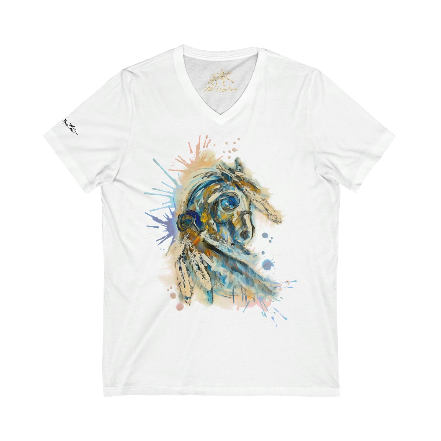 Feather Watercolor Horse V-Neck Tee