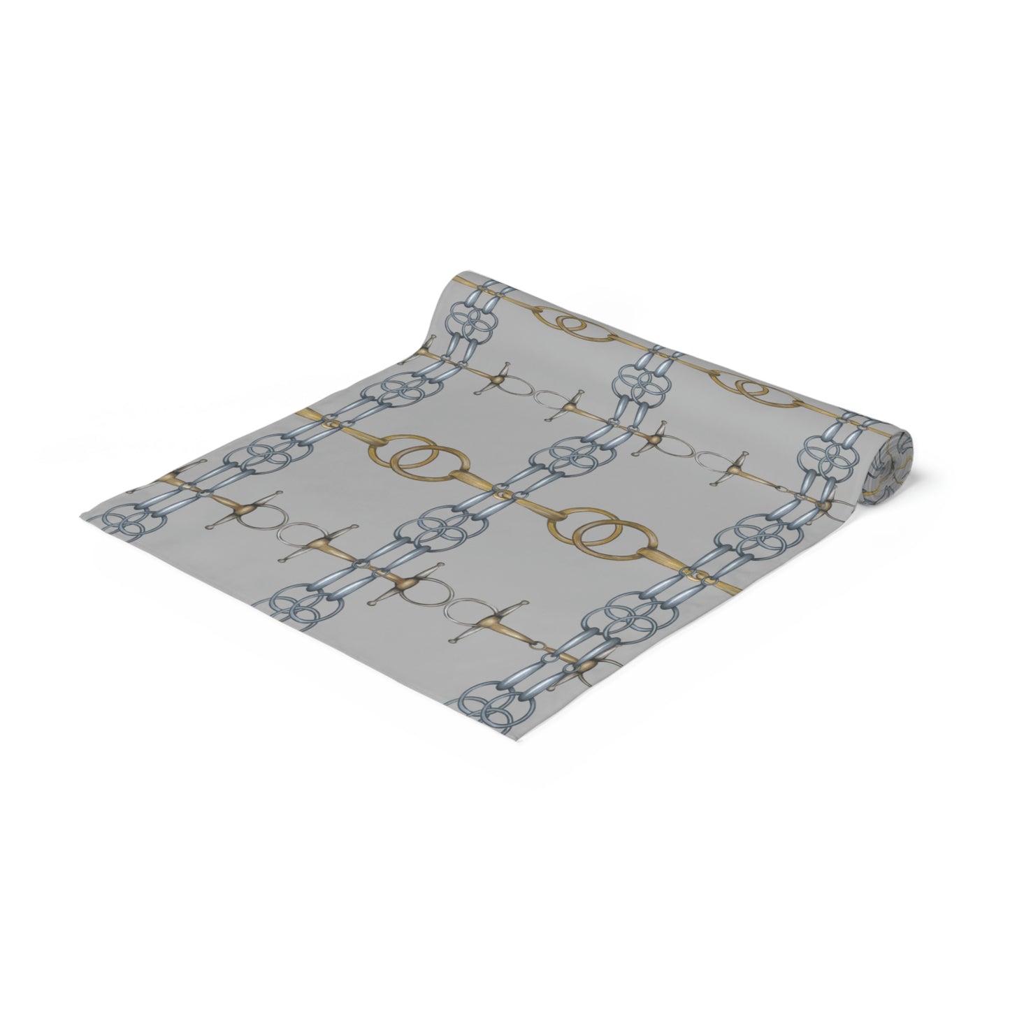 Gray Equestrian Snaffle Bit ivory Table Runner