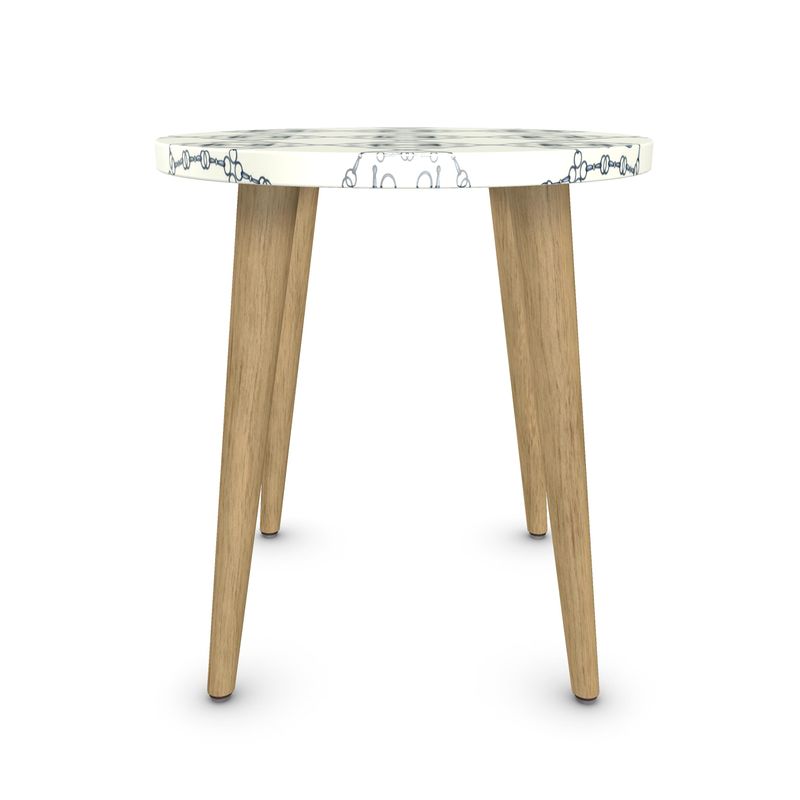 Ivory and Silver Bit Motif Round Side Table