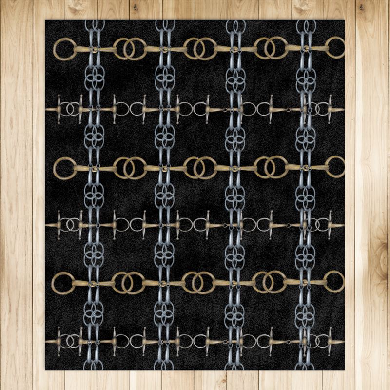 Black Bit Motif Rug 4x5ft