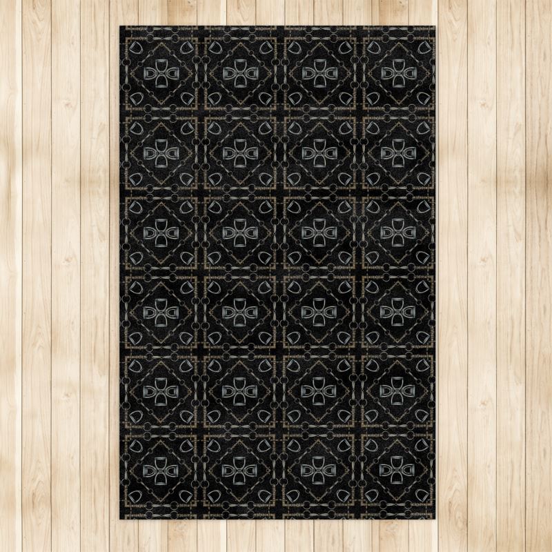 Large Black Geometric Bit Box Rug 4x5ft