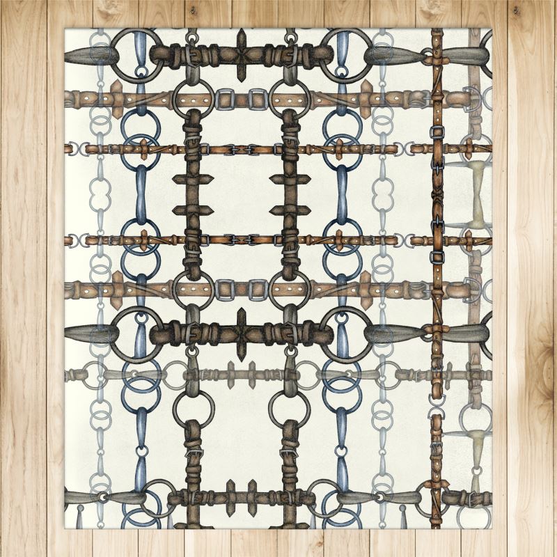 Ivory Chaos Bit Motif Area Rug 4x5ft