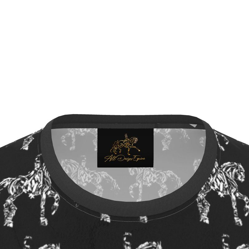 Black Dressage Horse Motif T Shirt