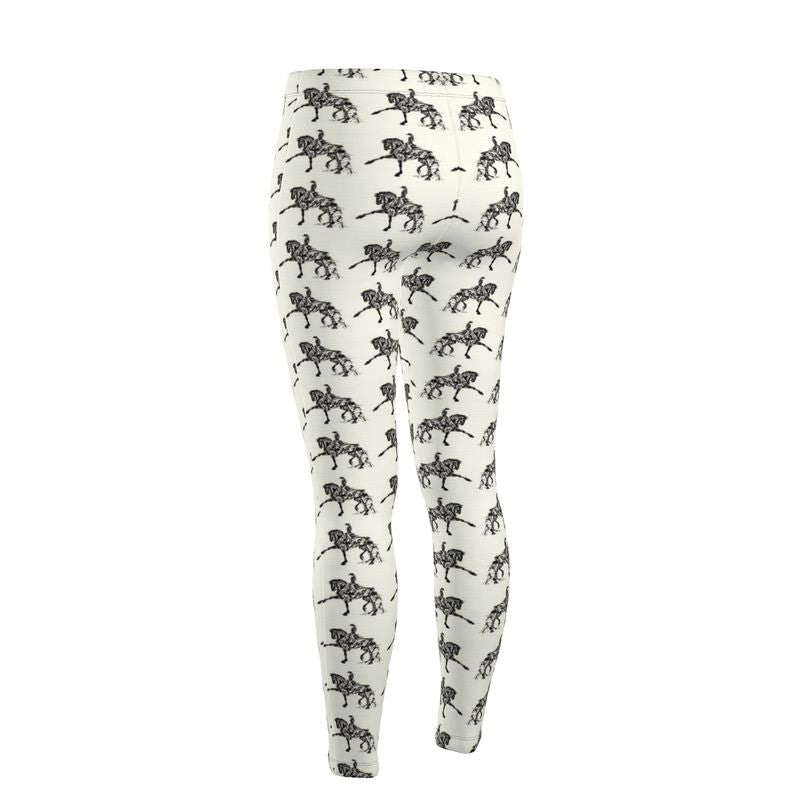 Ivory Piaffe Dressage Horse Motif High Waisted Leggings