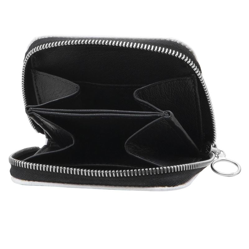 Minimalistic Bit Motif Leather Zip Purse
