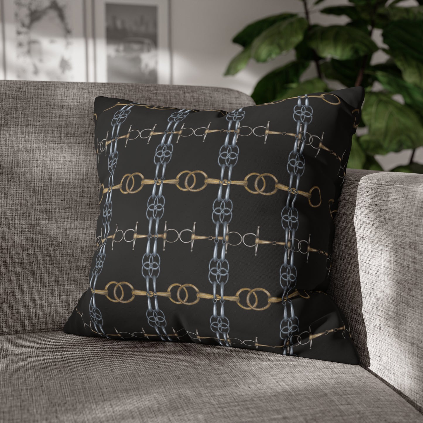 Black Bit Motif Double Sided Pillow Case