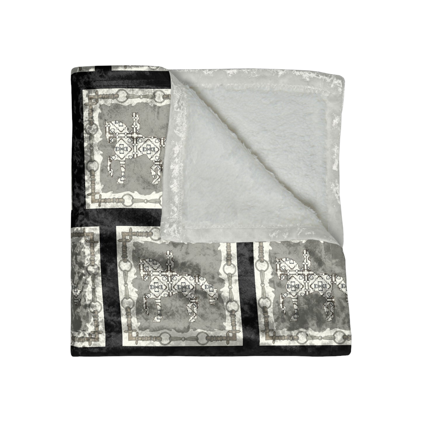 Dressage Piaffe Bit Crushed Velvet Blanket