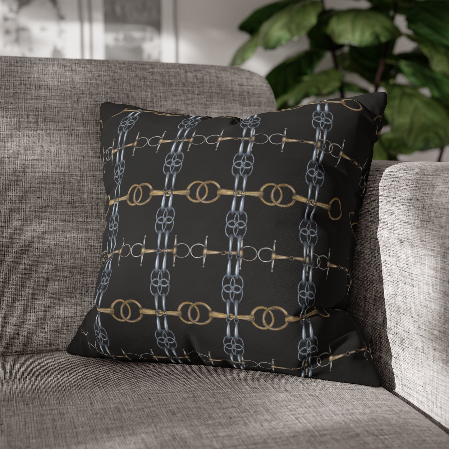 Black Bit Motif Double Sided Pillow Case