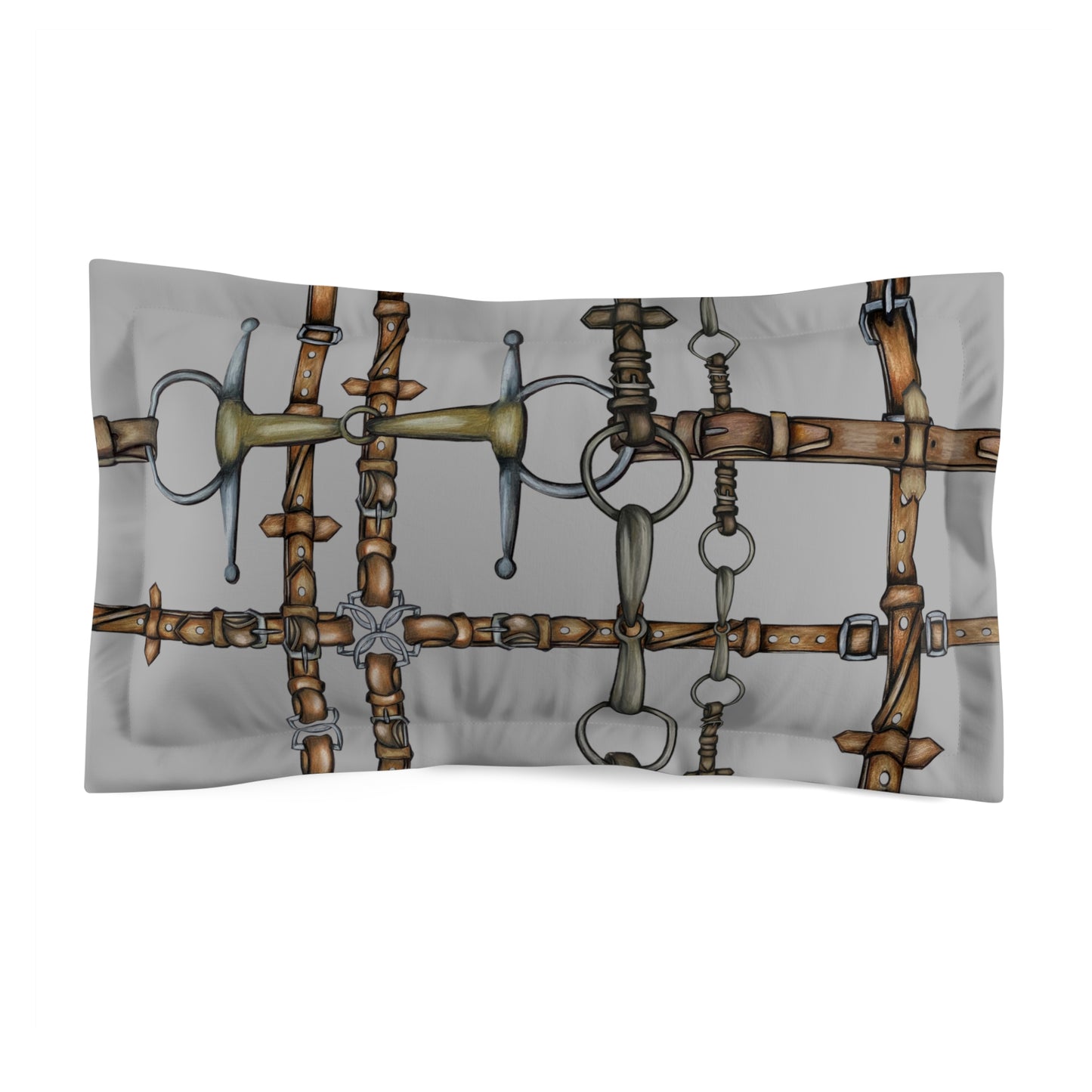 Gray Chaos Bit Motif Microfiber Pillow Sham