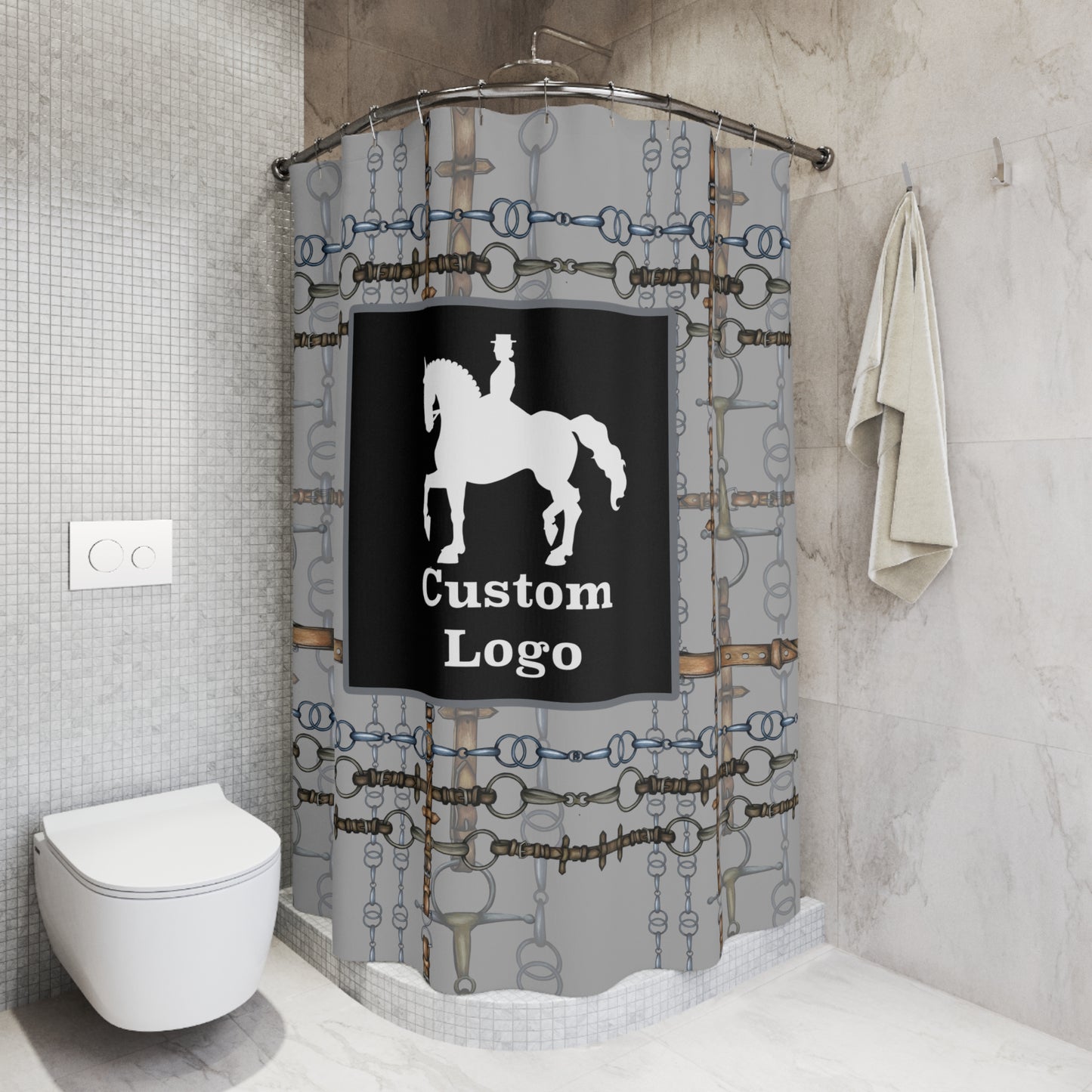 Custom Logo Equestrian Bit Shower Curtain/Horse Show Stall Curtain