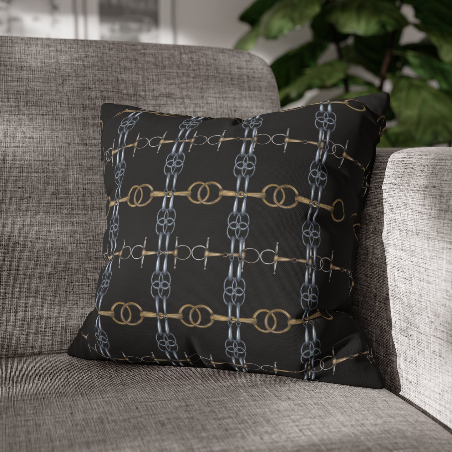 Black Bit Motif Double Sided Pillow Case